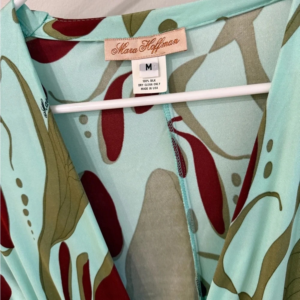 Mara Hoffman Vintage Deep V-Neck Long Sleeve Silk Maxi Dress - Abstract - Medium - Picture 2 of 15